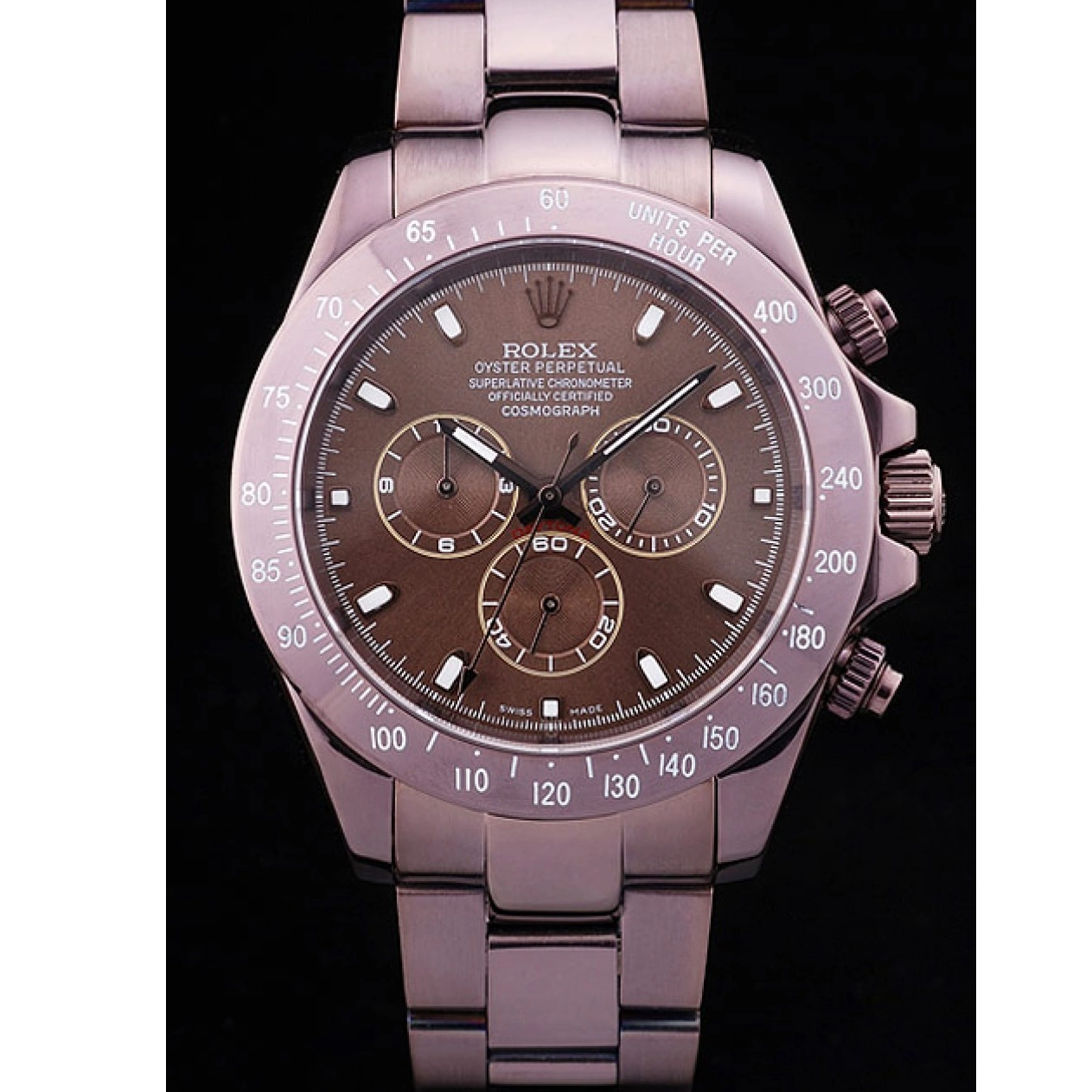 Good copy rolex watches Stainless Bezel Copper Dial Steel Rolex Daytona Brown 7477 0516